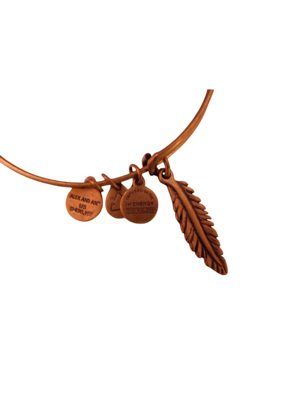 Alex And Ani Feather Charm Gold-Tone Adjustable Bangle Bracelet - Picture 4 of 6